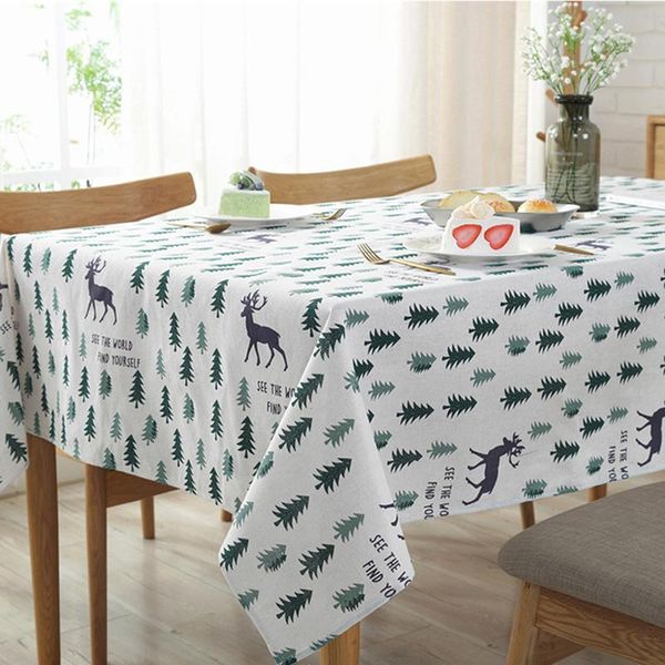 

table cloth elk christmas tree tablecloth party decoration washable cover