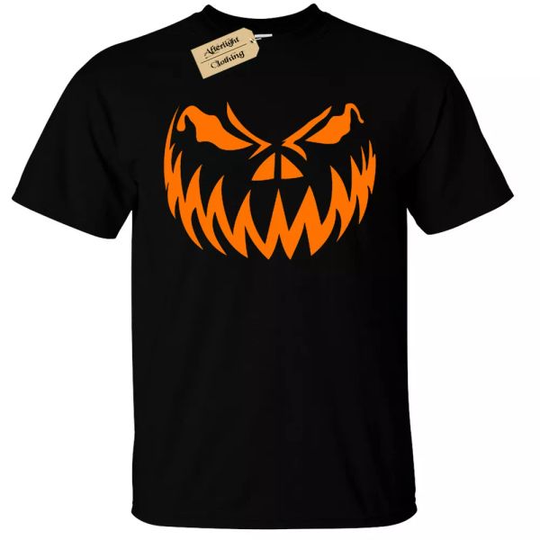 

pumpkin face t-shirt mens halloween jack o lantern, White;black