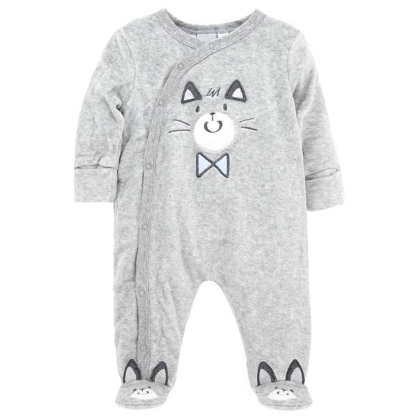 

footies honeyzone born infant baby boys long sleeve cat cartoon print romper jumpsuit clothes, Blue