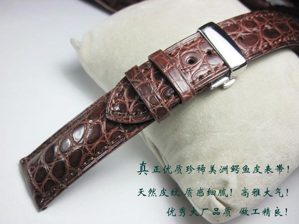 

watch bands handmade band alligator leather 18mm19mm20mm21mm22mm genuine strap butterfly buckle bracelet retro wristband, Black;brown