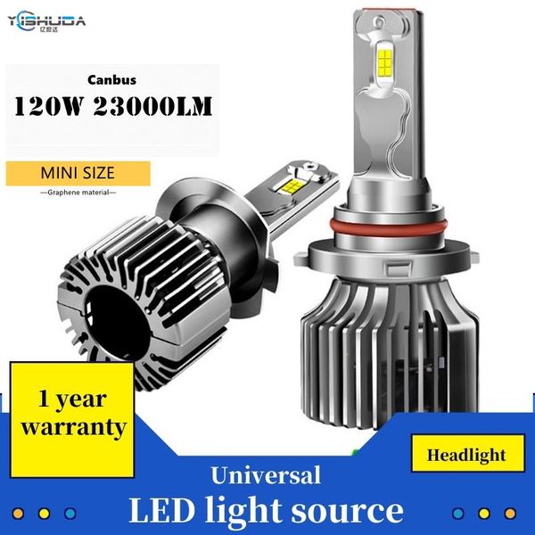 

car headlights 2 pcs led lamps 23000lm 6000k h1 h3 h4 h7 h8 h9 h11 9005 9006 9012 light turbo canbus headlight omm chip 40w