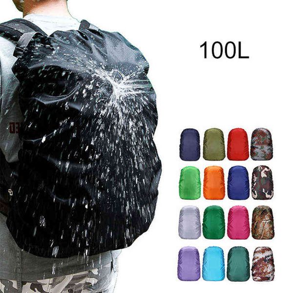 Zaino da 100 litri Copertura antipioggia Borsa impermeabile Polvere Borse da campeggio per escursionismo Portatile Grande Esercito militare Grande 90L 95L 110L Copertura antipioggia xa41a G220308