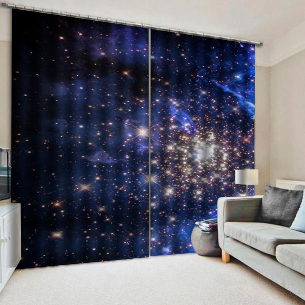 

po blue stars curtains 3d window for living room bedroom drapes cortinas blackout curtain &