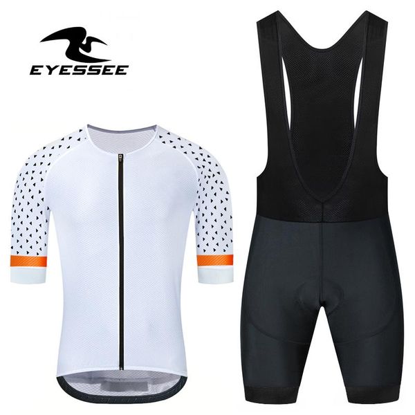 

racing sets eyessee men cycling jersey set 2021 short sleeve mtb road bike clothes breathable mountain bicycle clothing, Black;blue