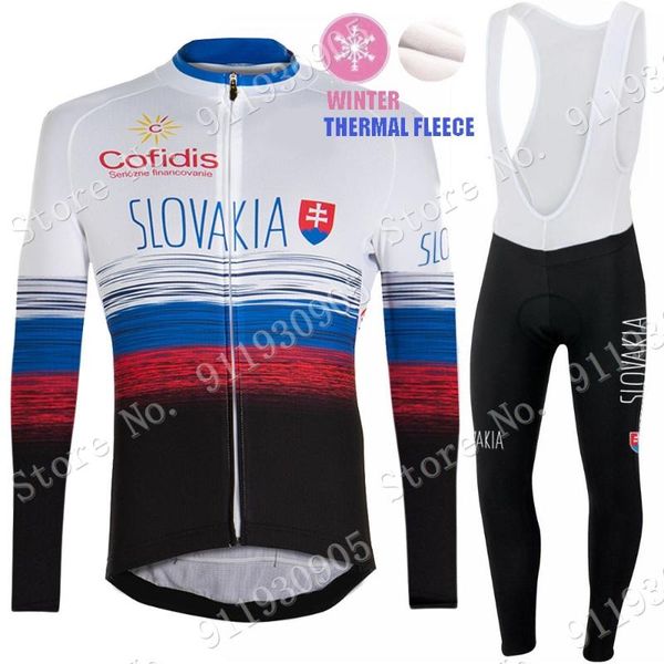 

racing sets 2021 winter slovakia national team cycling jersey set mens clothing long sleeve mtb bike road pants bib maillot culotte, Black;blue