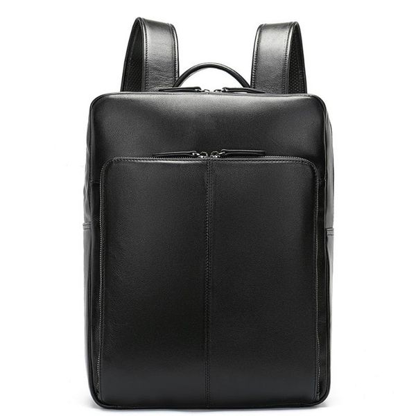 

backpack the double shoulder bag leisure male and female leather large capacity student schoolbag