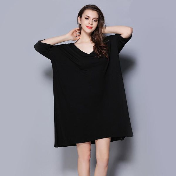 

women's sleepwear loose solid cotton nightgowns korean style o-neck intimate lingerie nightdress home clothing casual mujer negligee, Black;red
