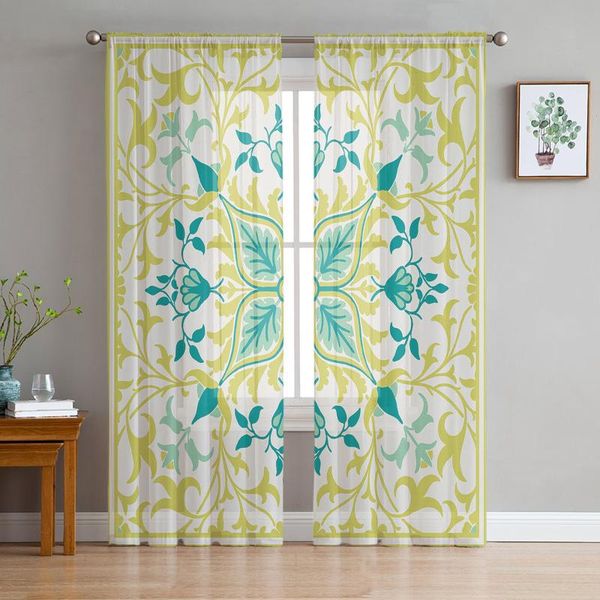 

curtain & drapes vintage farmhouse style pattern tulle voile transparent for bedroom living room kitchen sheer window curtains