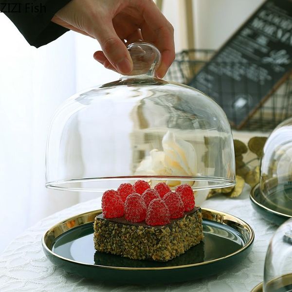 

glass transparent cover fruit plate ceramics afternoon tray west point dessert baking & pastry tools