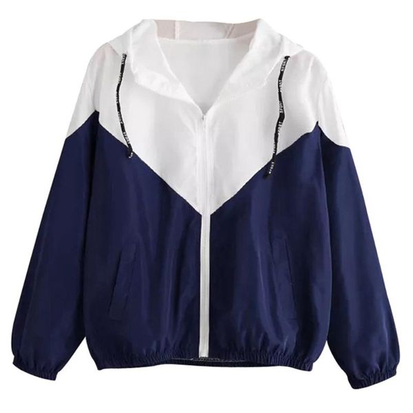 

women's jackets fashion 2021 autumn quick dry coats windbreaker sun protection patchwork color zipper thin summer women clothing, Black;brown
