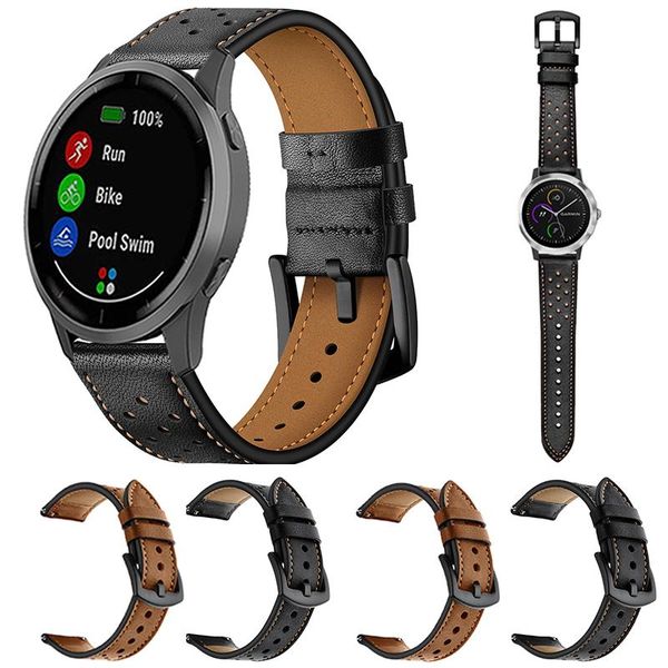

watch bands leather strap for garmin venu garminmove 3 garminactive s vivoactive 4 4s 245 645 band sport bracelet 20mm 22mm watchband, Black;brown