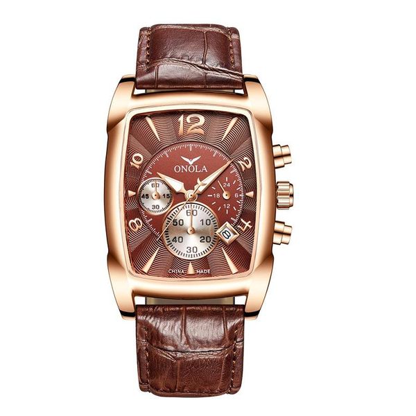 

wristwatches 2021 watches for men tonneau leather quartz waterproof sports male watch clock relogio masculino, Slivery;brown