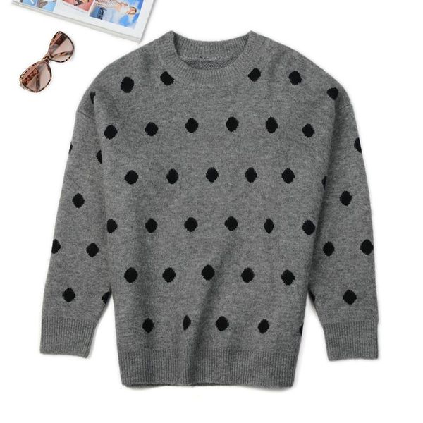 

women's sweaters europe and the united states selling retro polka point sweater fashion outdoor casual slim bottoming shirt, White;black