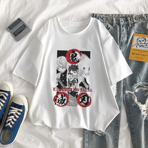 

demon slayer japanese girl cartoon mens t shirts men anime comic loli casual tees streetwear fashion harajuku manga, White;black