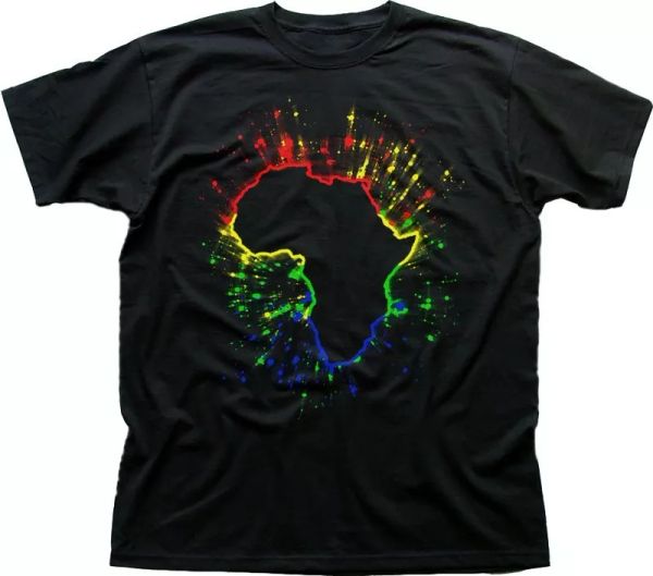 

africa bob marley reggae rasta colours black printed t-shirt 9364, White;black