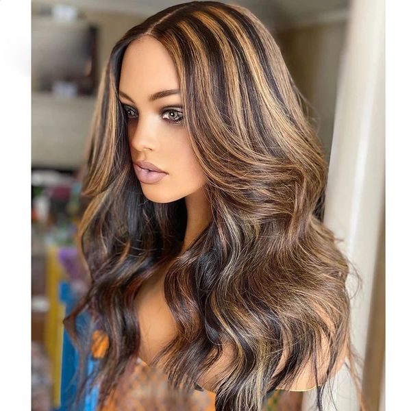 

highlight blonde wavy 13x6 transprent lace front human hair wigs bleached knots peruvian remy brown nautal hair t part wig, Black
