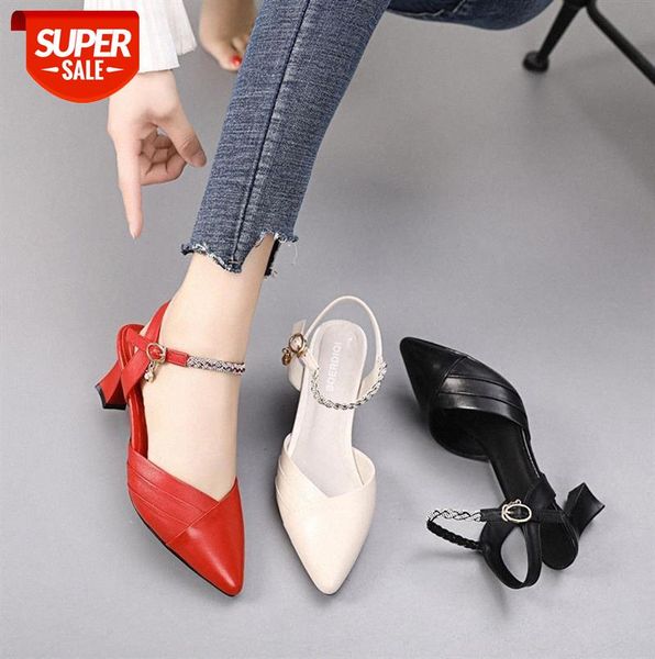 

ladies lace high heels women's shoes baotou leather sandals single #vq2l, Black