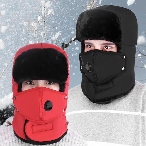 

cycling caps & masks windproof warm hat wear resistant comfortable winter thermal cap polyester neck gaiter for outdoor fishing running skii, Black