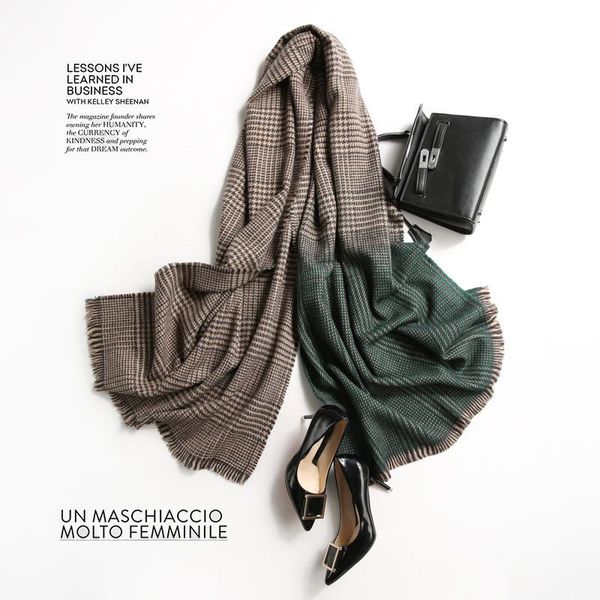 

scarves 2021 cashmere women plaid scarf winter warm knitting shawls and wraps pashmina long female foulard thicken blanket, Blue;gray