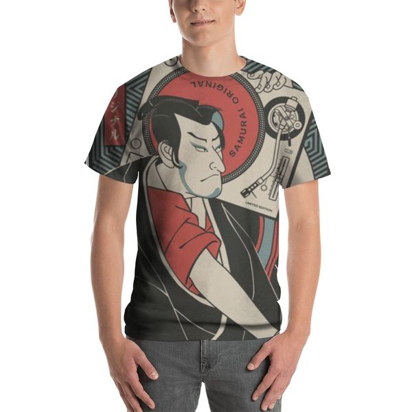 

samurai original music discs japanese geisha funny full print t-shirt 3d s-5xl, White;black