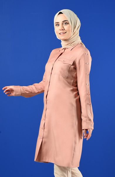

women's blouses & shirts minahill buttoned tunic with pockets 8120-05 powder, White