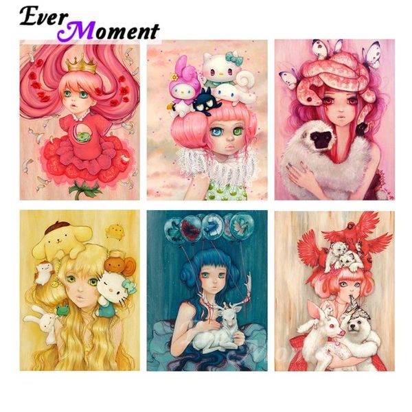 

diamond painting ever moment diy mosaic cartoon girl picture on canvas full square drills room art decor gift 3f2585