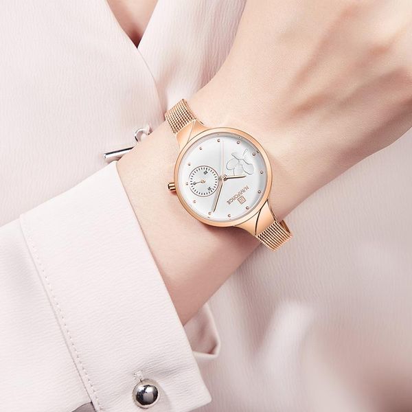 

wristwatches naviforce women watches brand fashion quartz watch ladies stainless steel mesh strap waterproof girl clock relogio feminino 202, Slivery;brown