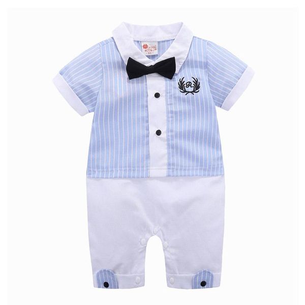 

baby rompers summer boy clothing sets roupa bebes gentleman born clothes short sleeve infant boys jumpsuits, Blue
