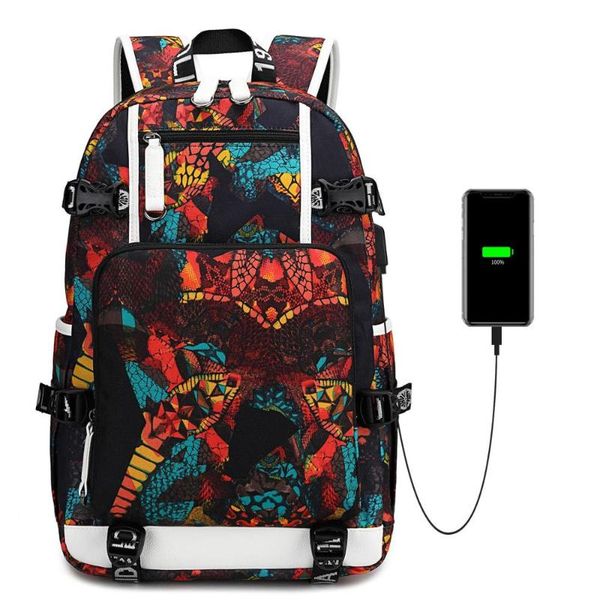 

backpack 18 inch snake pattern usb port bag laptravel rucksack cosplay school student kids boys book gift