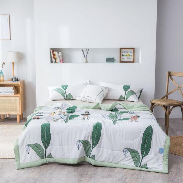

modern plant printed air conditioned comforter duvet leaf flower soft comfortable lightweight home textile summer quilt only comforters & se