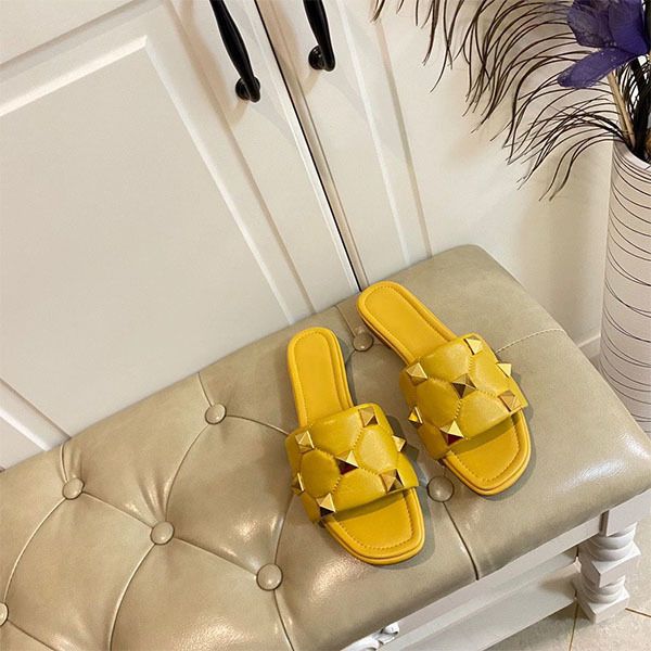 

summer women sandals luxurys rivet slipper rubber beach slide gear bottoms striped causal non-slip huaraches flip flops size 35-42 zlh, Black