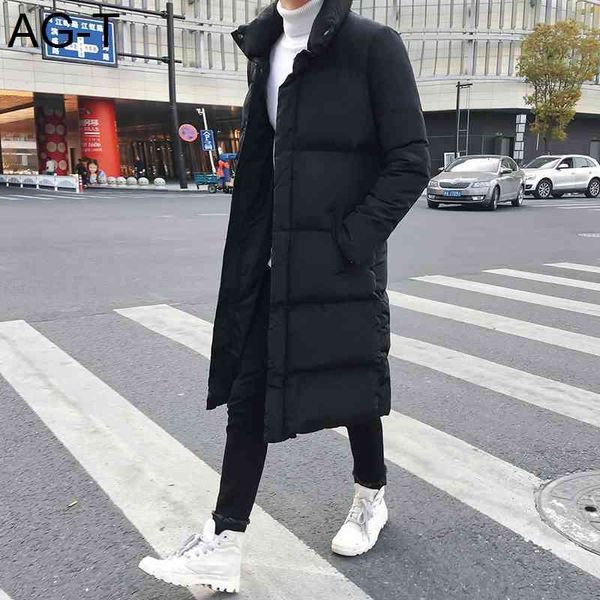 

mens slim fit long down jacket coat new male casual winter down parka men thick jacket overcoat plus 4xl, Black