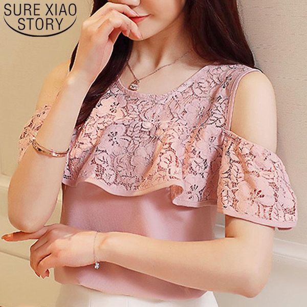 

womens and blouses 2021 harajuku chiffon blouse off shoulder ladies lace solid butterfly sleeve 3114 50 women's & shirts, White