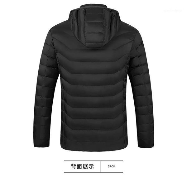 

winter smart heating cotton usb charging men's jacket women's down & parkas, Black