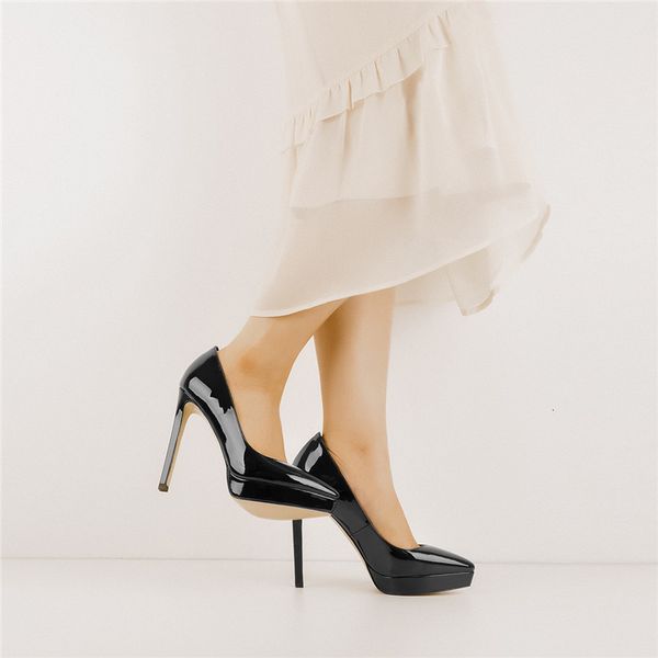 

sandals women's platform 12cm pointed toe stiletto heels slip on pumps party shoes, Black
