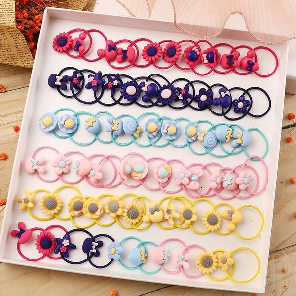 

hair accessories 10pcs/set simple solid color ring cute girls rope ponytail loop kids scrunchie, Slivery;white