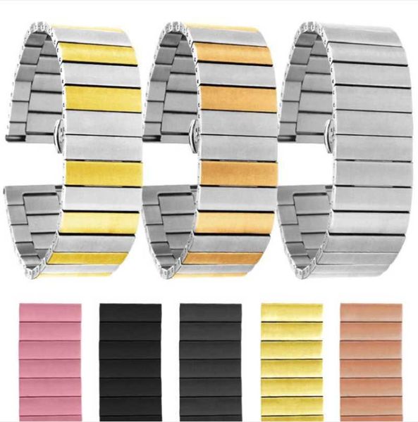 

watch bands suitable for samsung huawei gt2 one bead strap 22mm stainless steel solid butterfly buckle bamboo, Black;brown