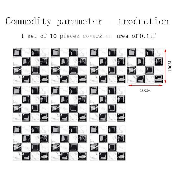 

wall stickers 3d crystal tile 20pc 10x10cm diy mosaic self adhesive wallpaper waterproof oilproof kitchen bathroom sticker