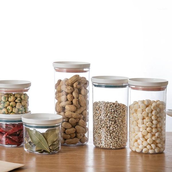 

storage bottles & jars candy jar for spices glass transparent container with lids cookie kitchen and