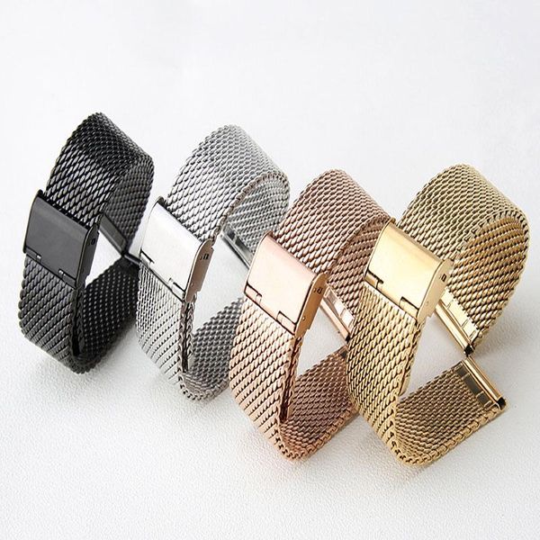 

watch bands 18 20 22 24mm stainless steel waterproof watchband deployment clasp metal strap wrist bracelet man women accessories, Black;brown