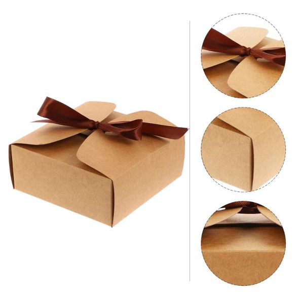 

gift wrap 20pcs kraft paper dessert candy wrapping boxes square nougat (ribbon)
