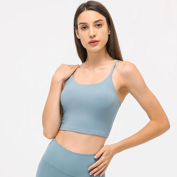 

yoga outfit open back womens padded sports bra gym crop workout tank shirt vest fitness apparel tee sport