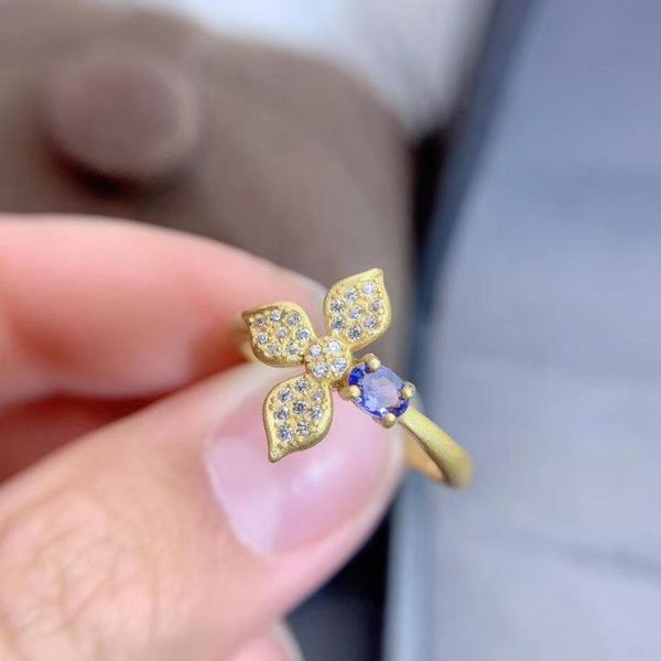 

cluster rings tanzanite ring natural and real wedding engagement for women 925 sterling silver, Golden;silver