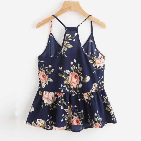 

women pleated peony floral sling girls casual summer nevy sleeveless cute vest shirt comfortable chiffon blouse cami women's tanks & ca, White