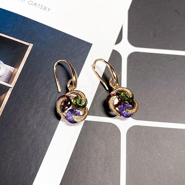 

stud earrings wedding party purple red fashion jewelry crystal push back simple natural zircon women gift, Golden;silver
