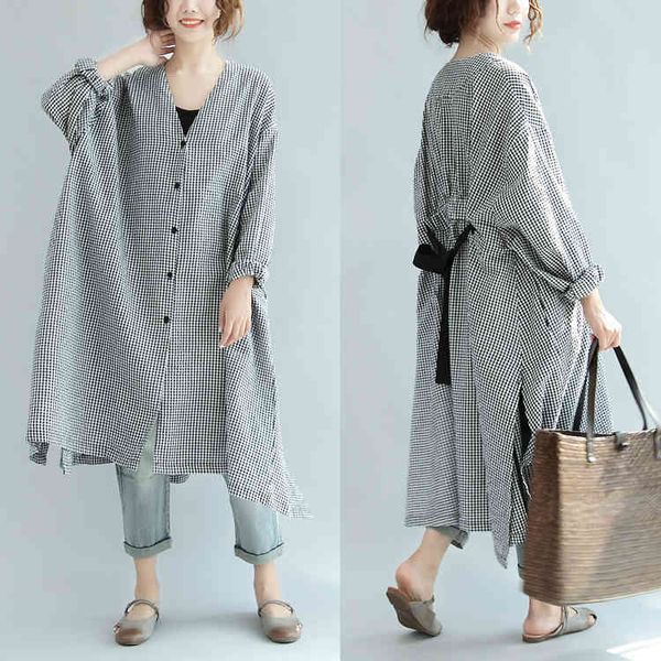 

Vintage loose comfortable spring cotton linen dressed as a bohemian beach dress plus size, Black;gray