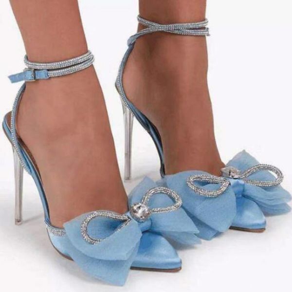 

sandals fashion pumps high heeled woman bling bowknot rhinestones transparent heels wedding bridesmaid shoes for female, Black