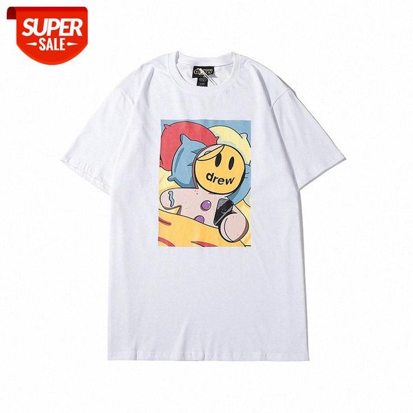

tide brand drew gingerbread man smiley face print loose casual male and female stars with short sleeves #316l, White;black