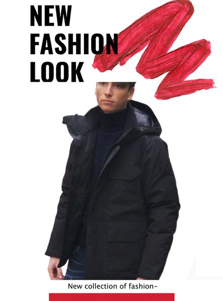 

dhl hiping winter parkas outerwear mens real big wolf fur hooded canada down jacket coats hiver doudoune 90% white duck coat, Black
