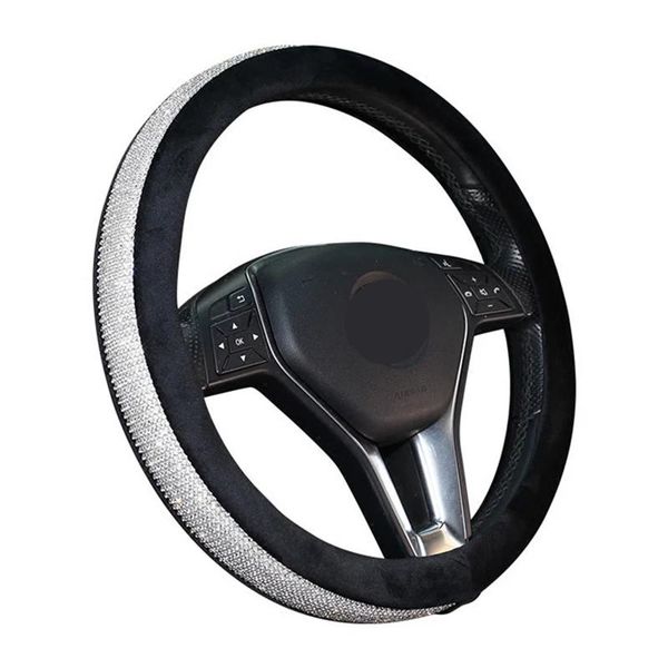 

steering wheel covers 38cm plush cover for girls cubre volante auto mujer rhinestone accessories interior woman car